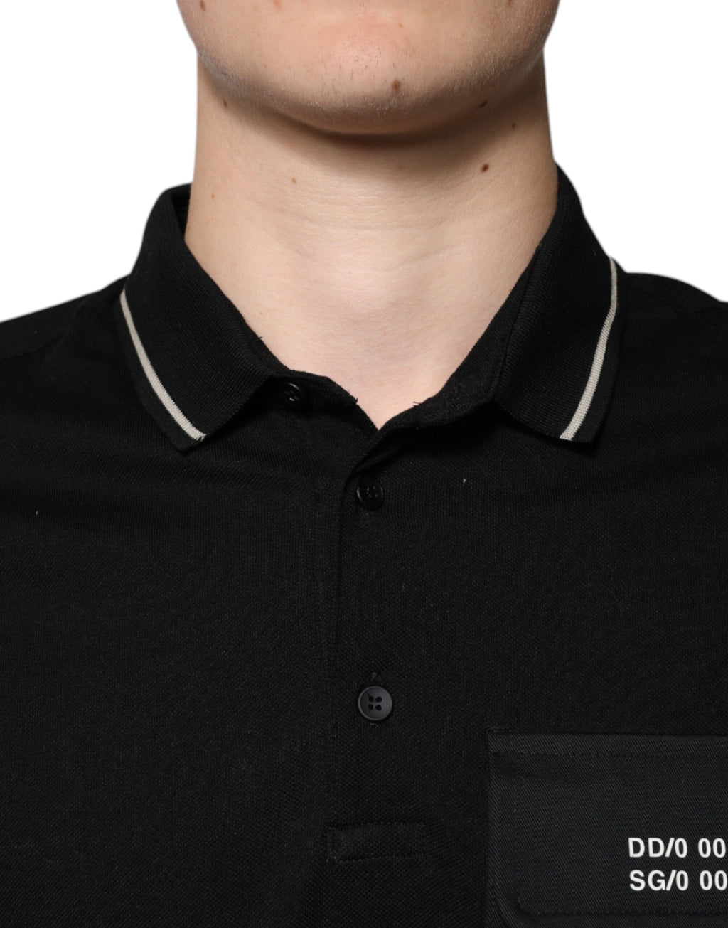 Polo à manches courtes Dolce & Gabbana en coton noir et blanc, élégant et confortable, pour un style sophistiqué.