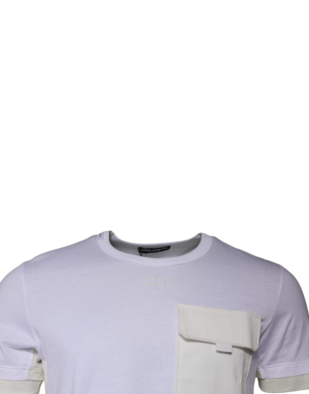 T-shirt blanc en coton à col rond et manches courtes de Dolce & Gabbana, vue de face, doux et élégant.