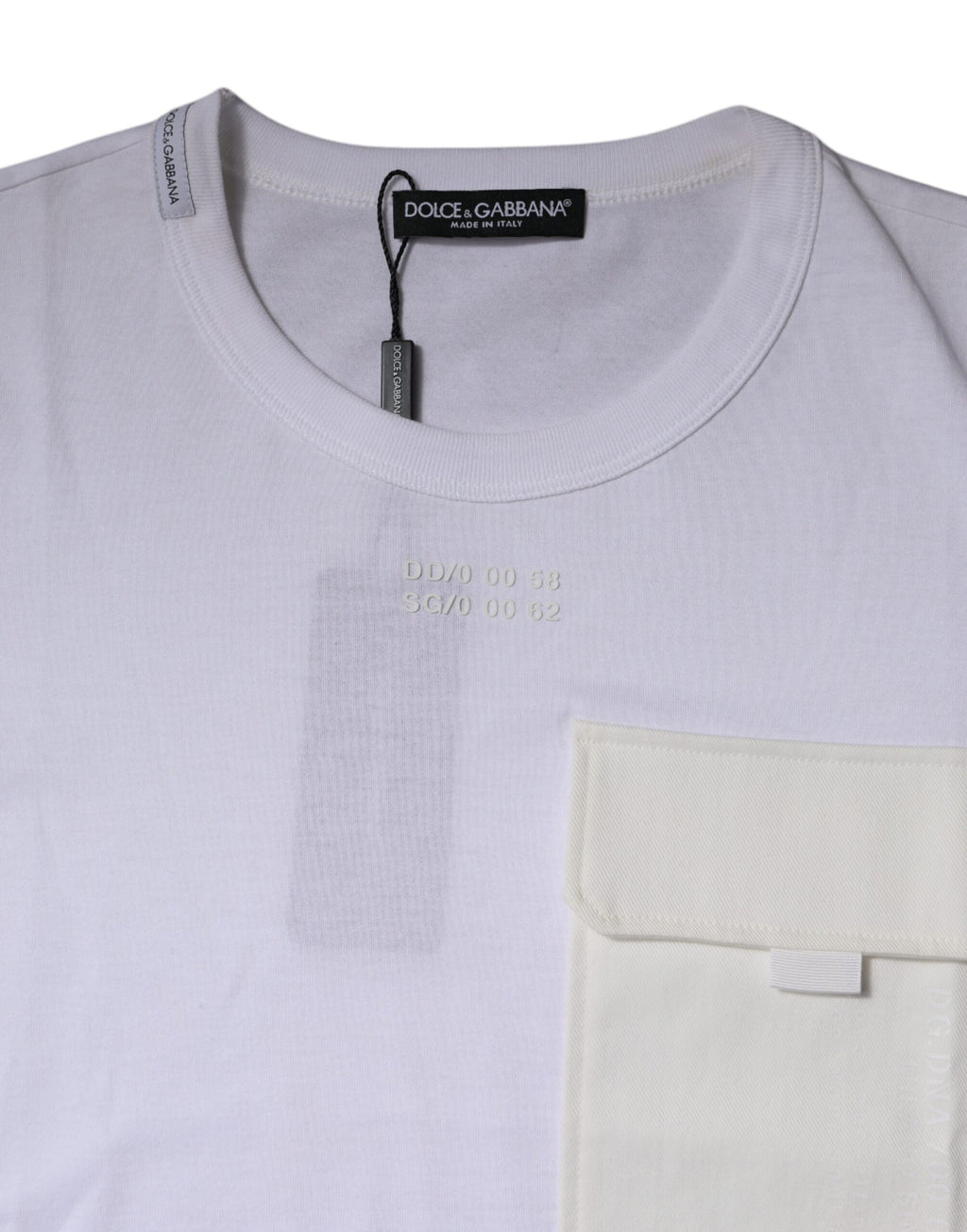 T-shirt blanc en coton à col rond et manches courtes de Dolce & Gabbana, vue de face.