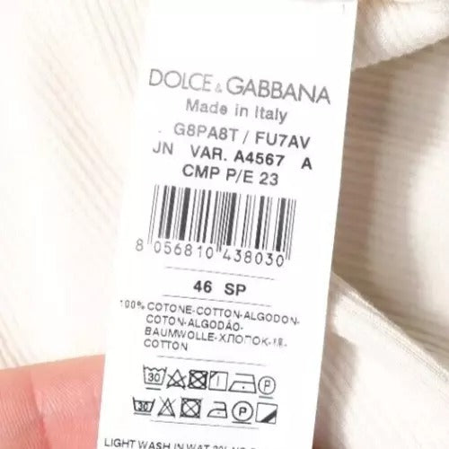 T-shirt sans manches Dolce & Gabbana en coton blanc cassé avec col rond, style décontracté et confortable.