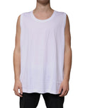 T-shirt sans manches en coton blanc Dolce & Gabbana avec col rond, vue de face, tissu léger et style élégant.