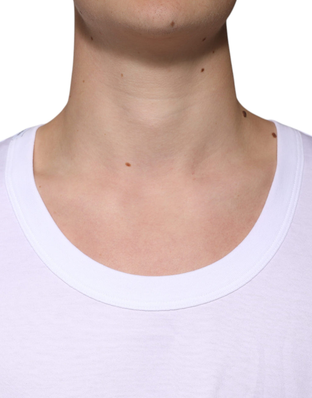 T-shirt sans manches blanc en coton Dolce & Gabbana avec col rond, vue de face.