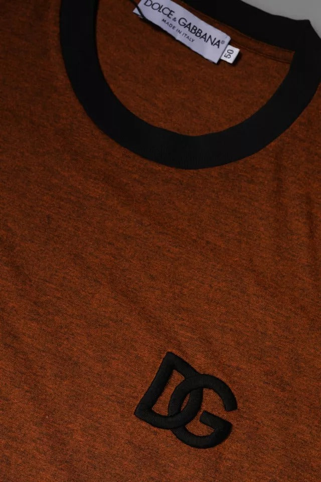 T-shirt en polyester marron Dolce & Gabbana avec logo DG, col rond, visible sur l'image 6109422.