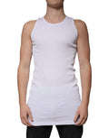 T-shirt sans manches en coton blanc de Dolce & Gabbana avec col rond, vue de face.