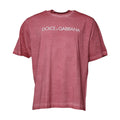 T-shirt en coton rose avec logo imprimé Dolce & Gabbana, col rond, style décontracté et tendance.