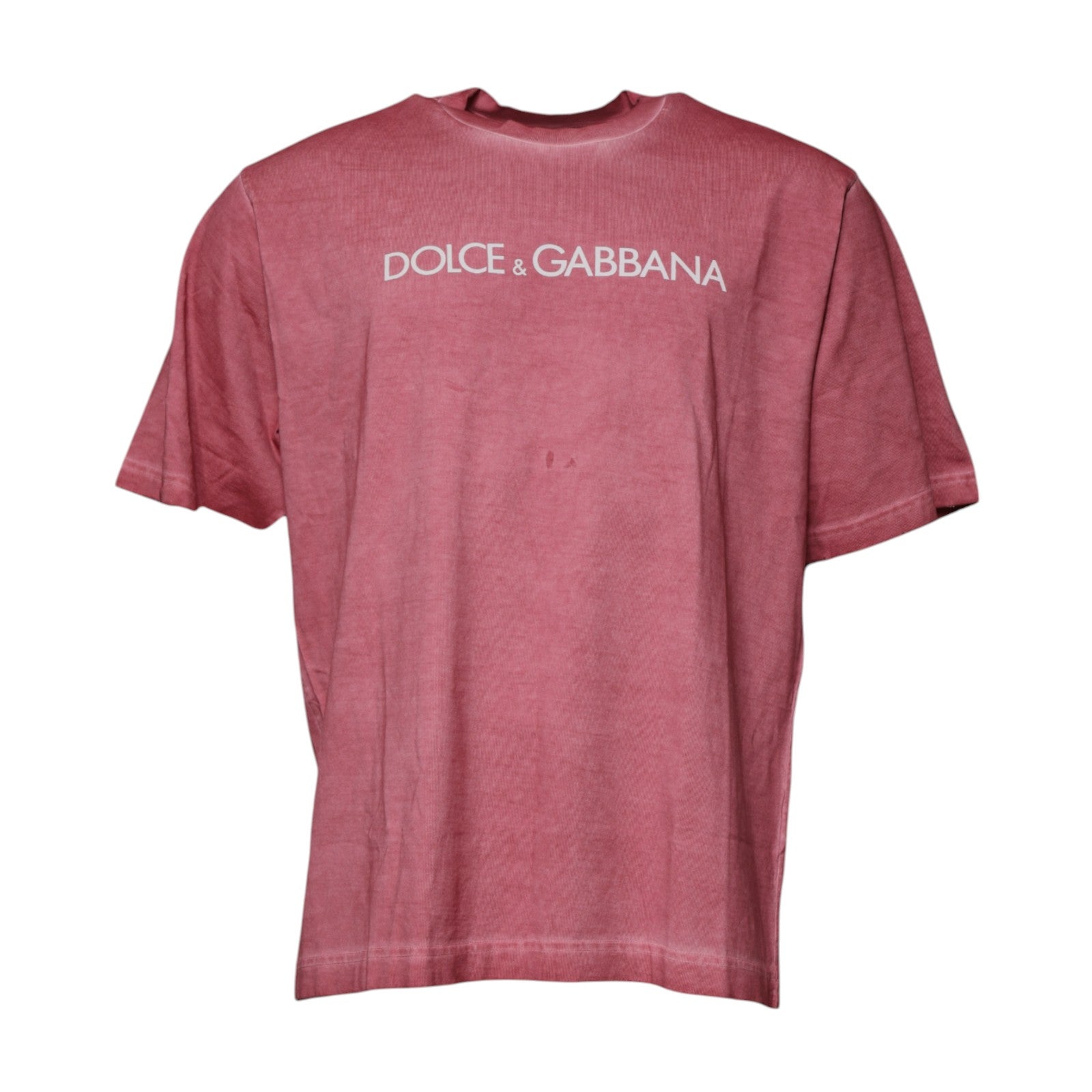 T-shirt en coton rose avec logo imprimé Dolce & Gabbana, col rond, style décontracté et tendance.