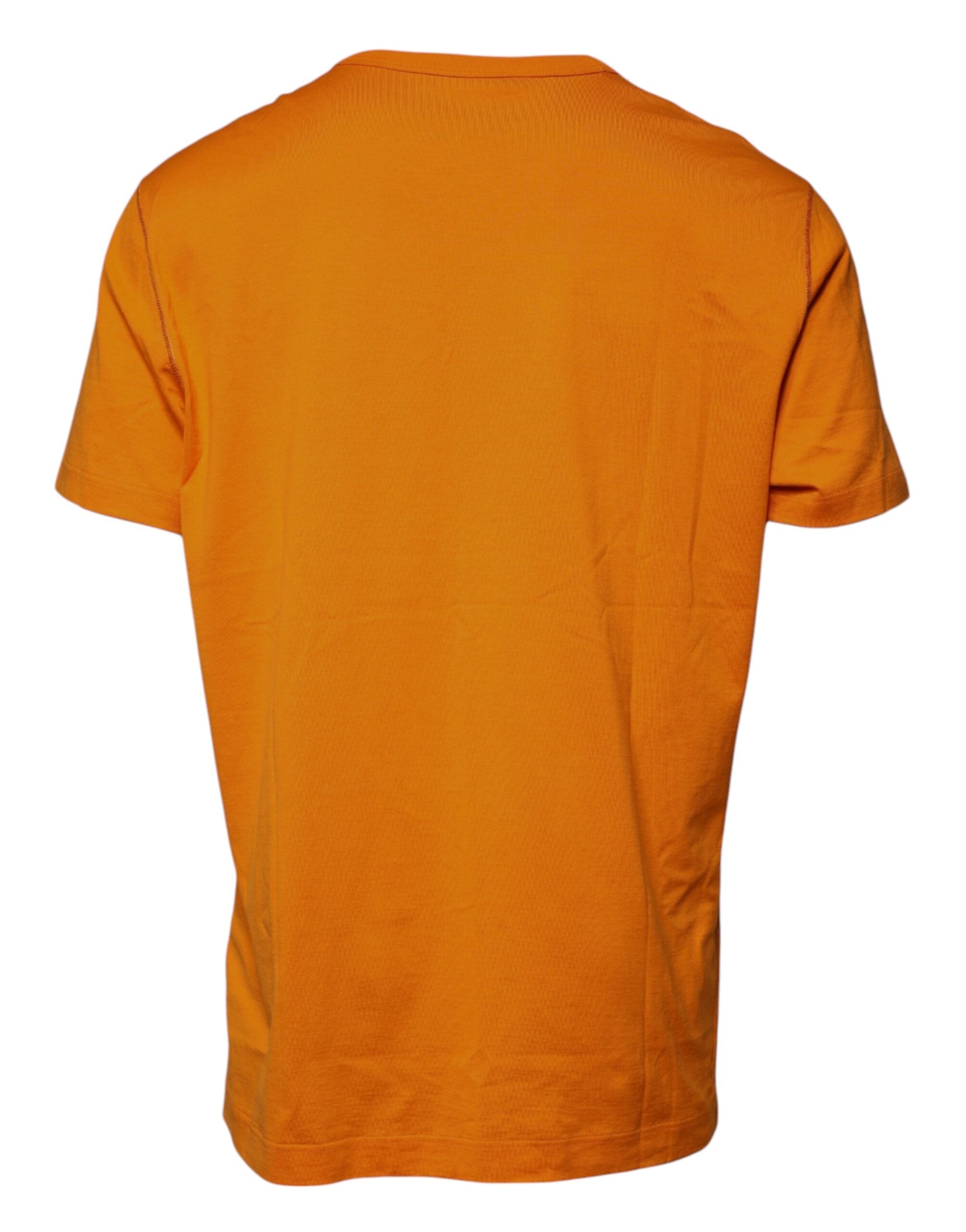 T-shirt en coton orange avec logo Dolce & Gabbana à col rond, style décontracté et moderne.