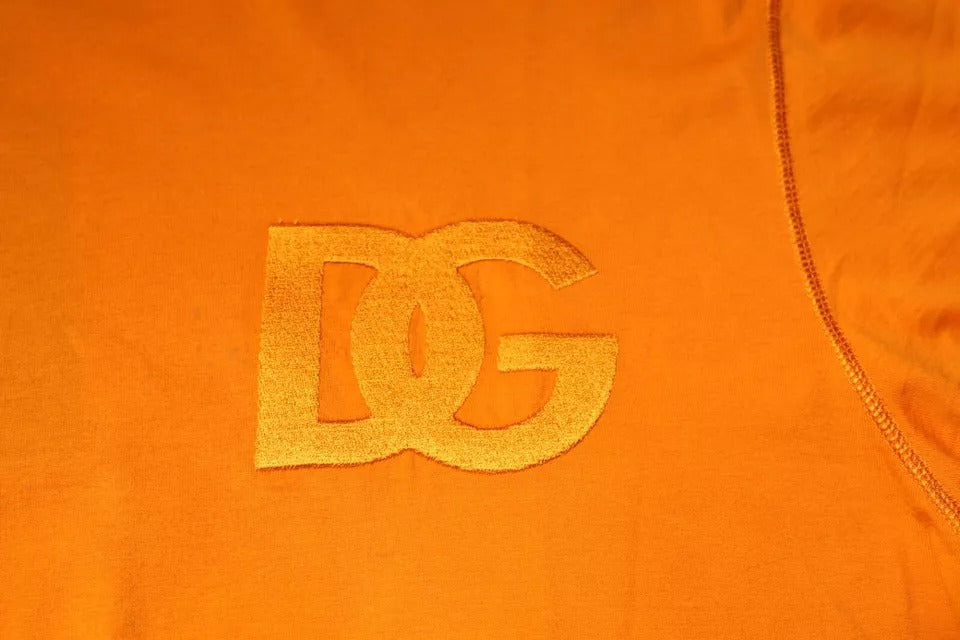 T-shirt en coton à col rond Dolce & Gabbana avec logo orange, design moderne et élégant, vue de face.
