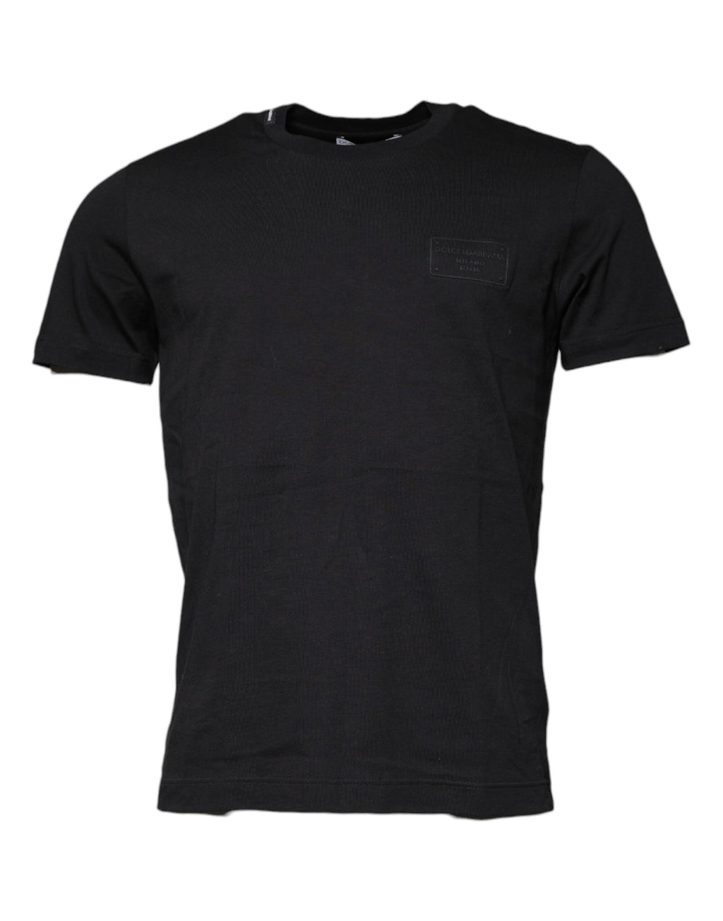 T-shirt noir en coton à col rond à manches courtes de Dolce & Gabbana, élégant et confortable.
