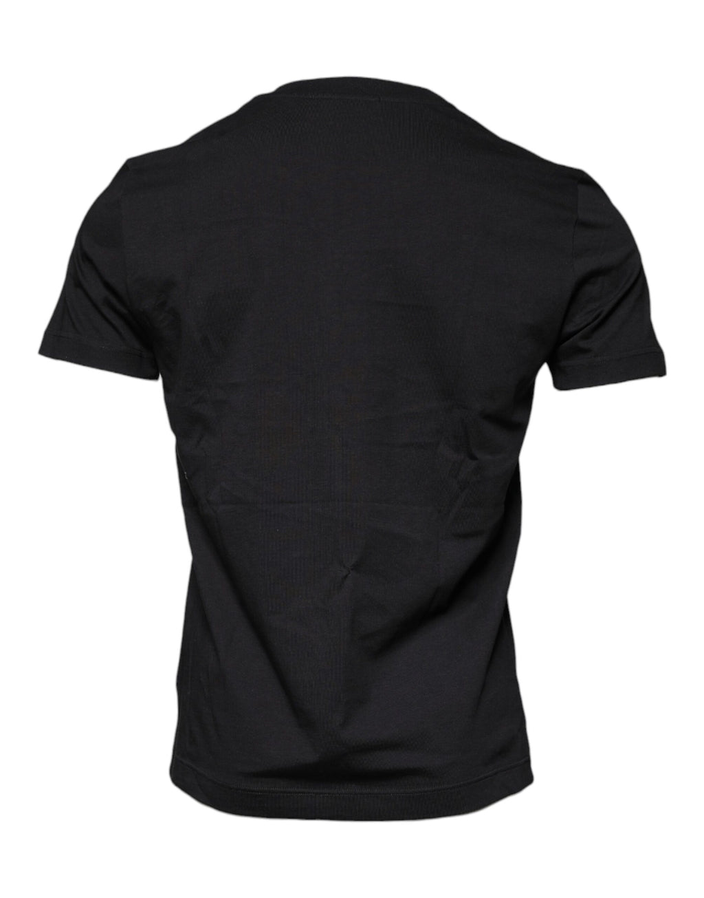T-shirt noir en coton à col rond et manches courtes de Dolce & Gabbana, vue de face.