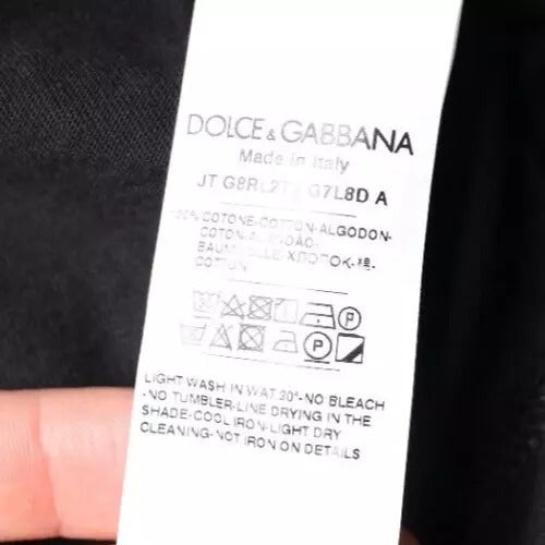 T-shirt noir en coton à col rond à manches courtes de Dolce & Gabbana, style décontracté et élégant.