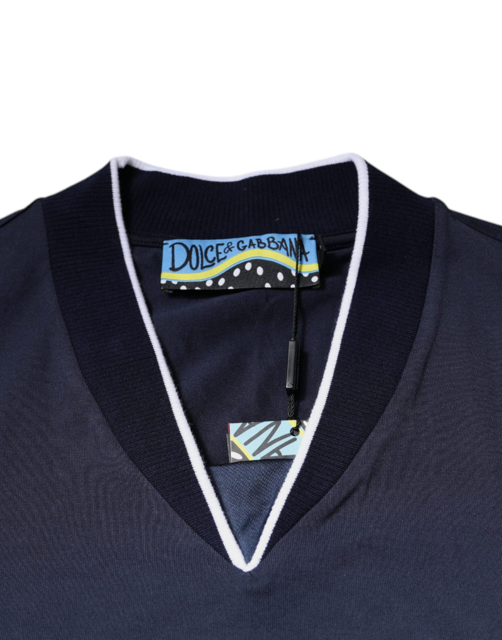 T-shirt à manches courtes en coton multicolore Dolce & Gabbana avec col en V, style casual et moderne.