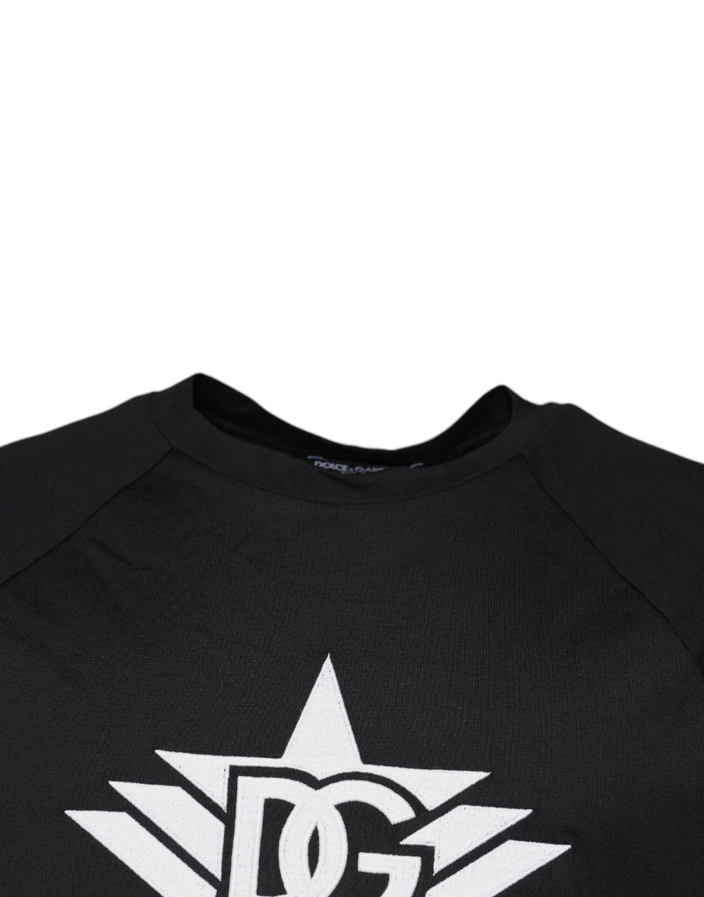 T-shirt en coton noir avec logo imprimé de Dolce & Gabbana, col rond, style décontracté.