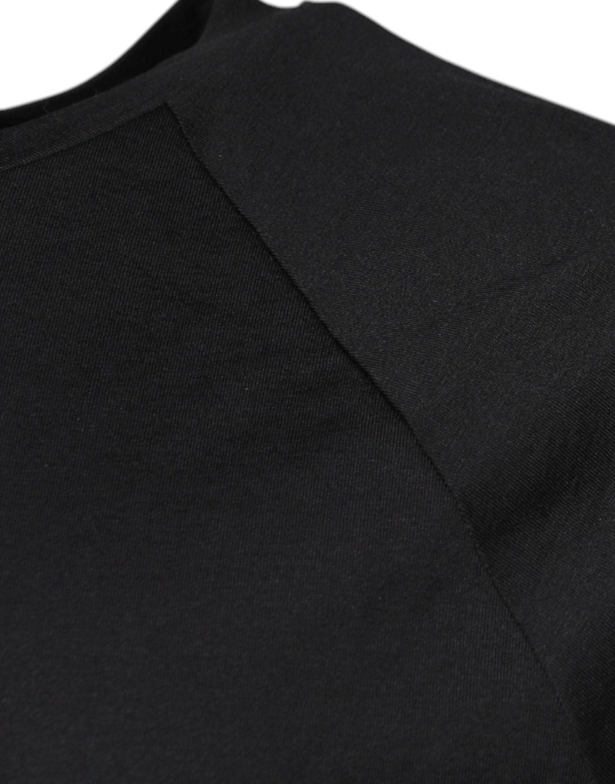T-shirt en coton noir Dolce & Gabbana avec logo imprimé, col rond, vue de face.