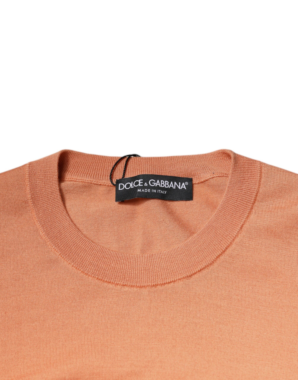 Pull en laine beige Dolce & Gabbana à col rond, coupe courte, style décontracté et élégant pour femme.