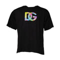 T-shirt en coton noir Dolce & Gabbana avec logo imprimé, col rond et style décontracté, vue de face.
