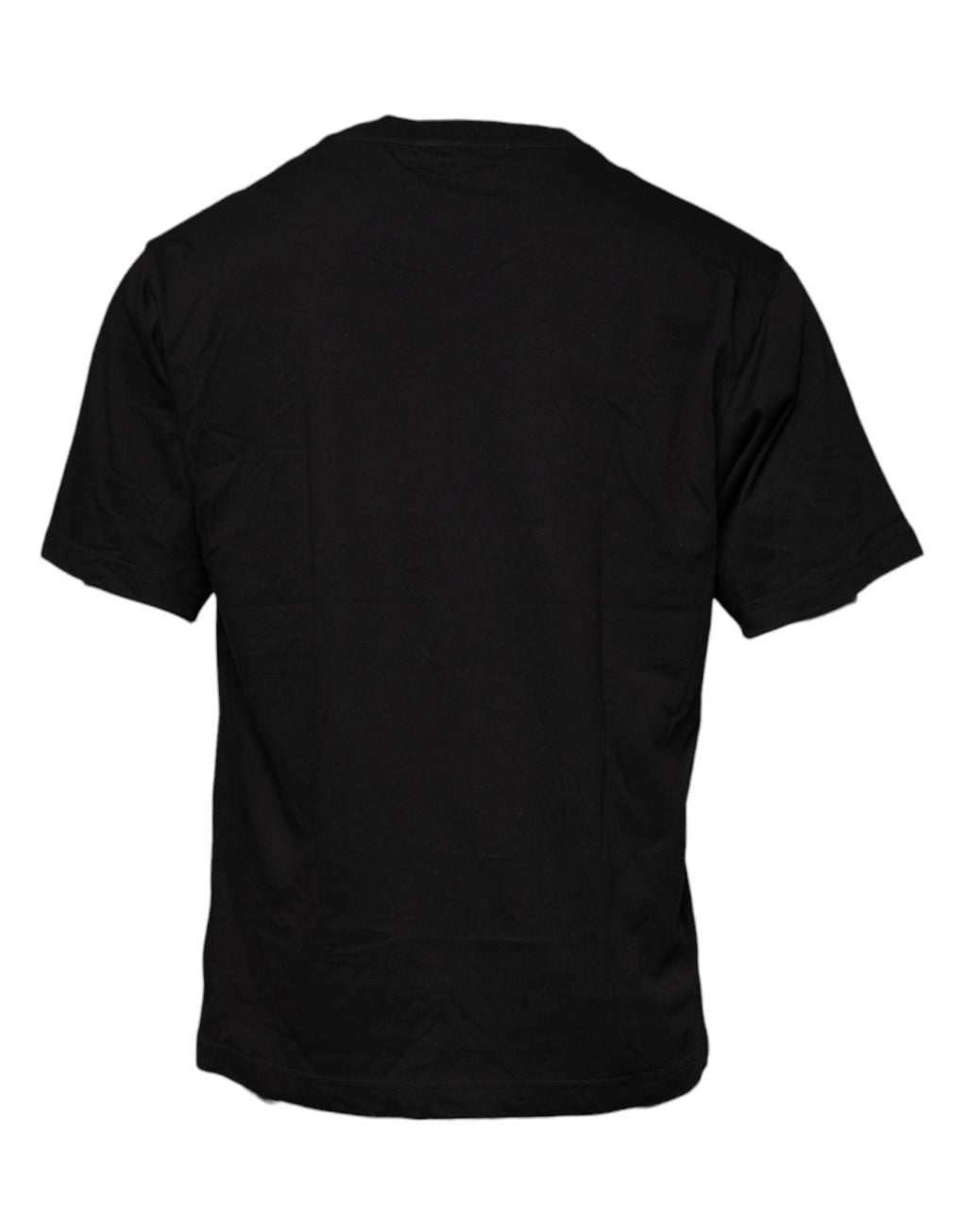 T-shirt à col rond en coton noir avec logo imprimé de Dolce & Gabbana, vue de face.