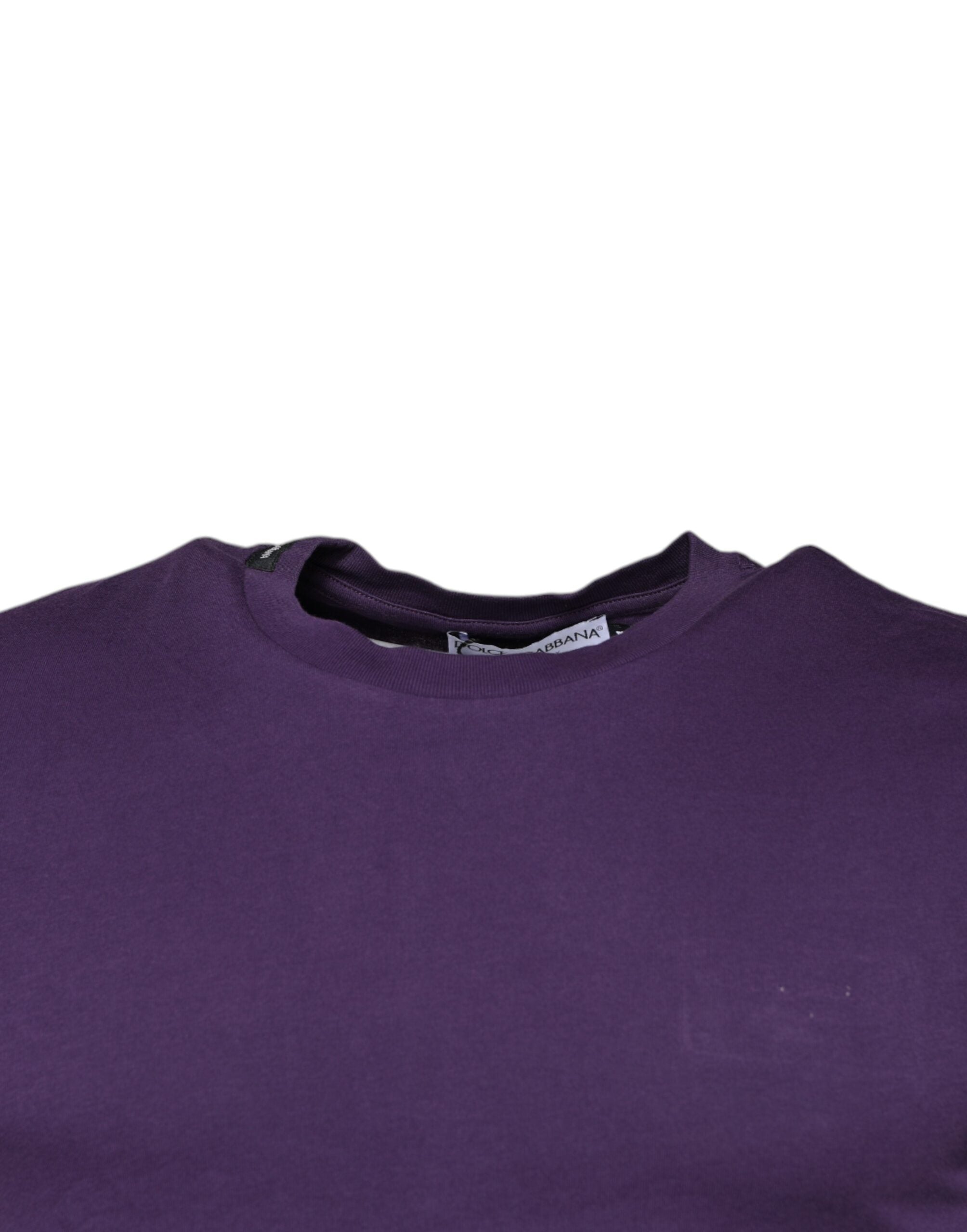 T-shirt Dolce & Gabbana violet en coton à col rond à manches courtes, mode élégante et confortable.