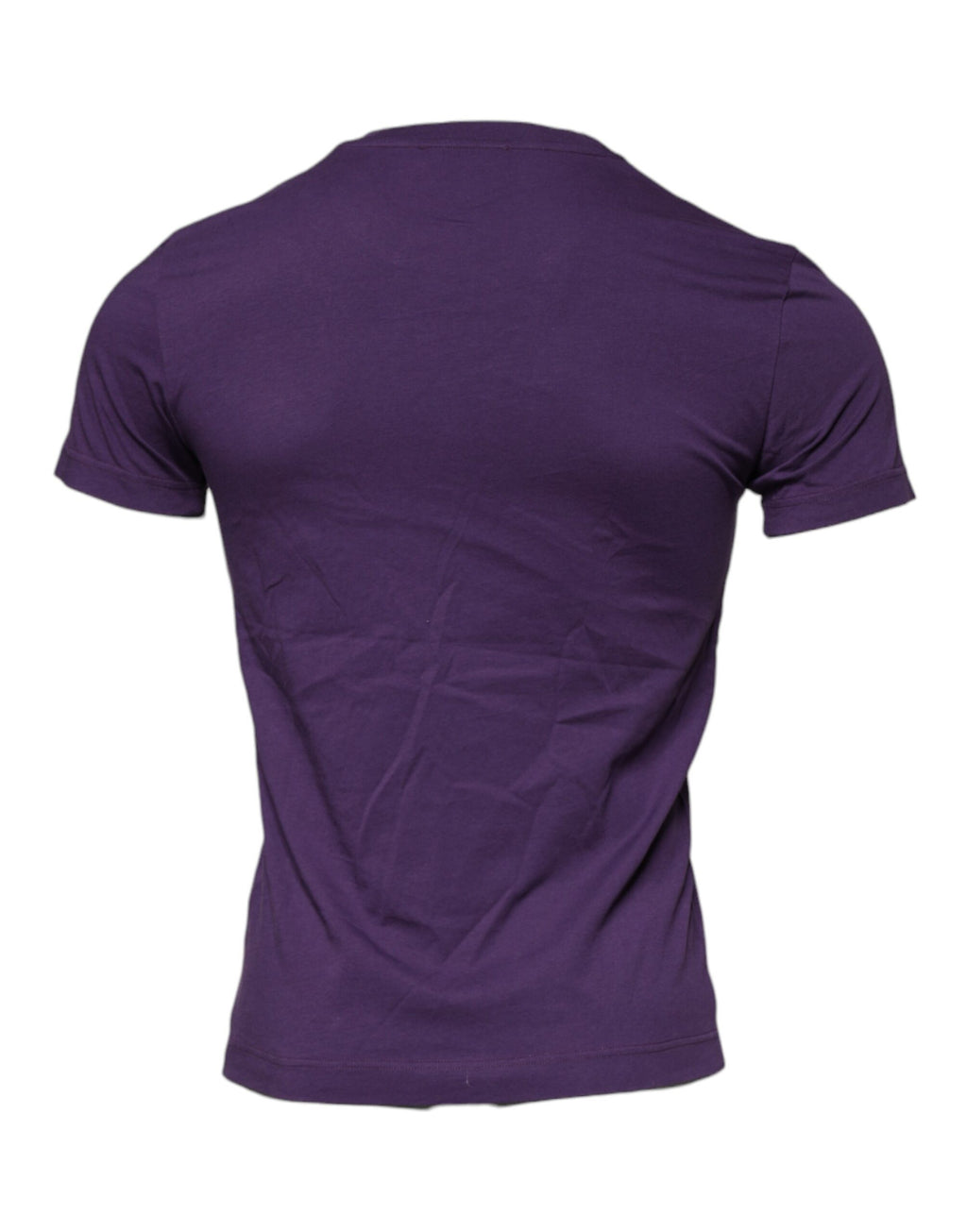 T-shirt à manches courtes en coton violet Dolce & Gabbana avec col rond, vue de face.