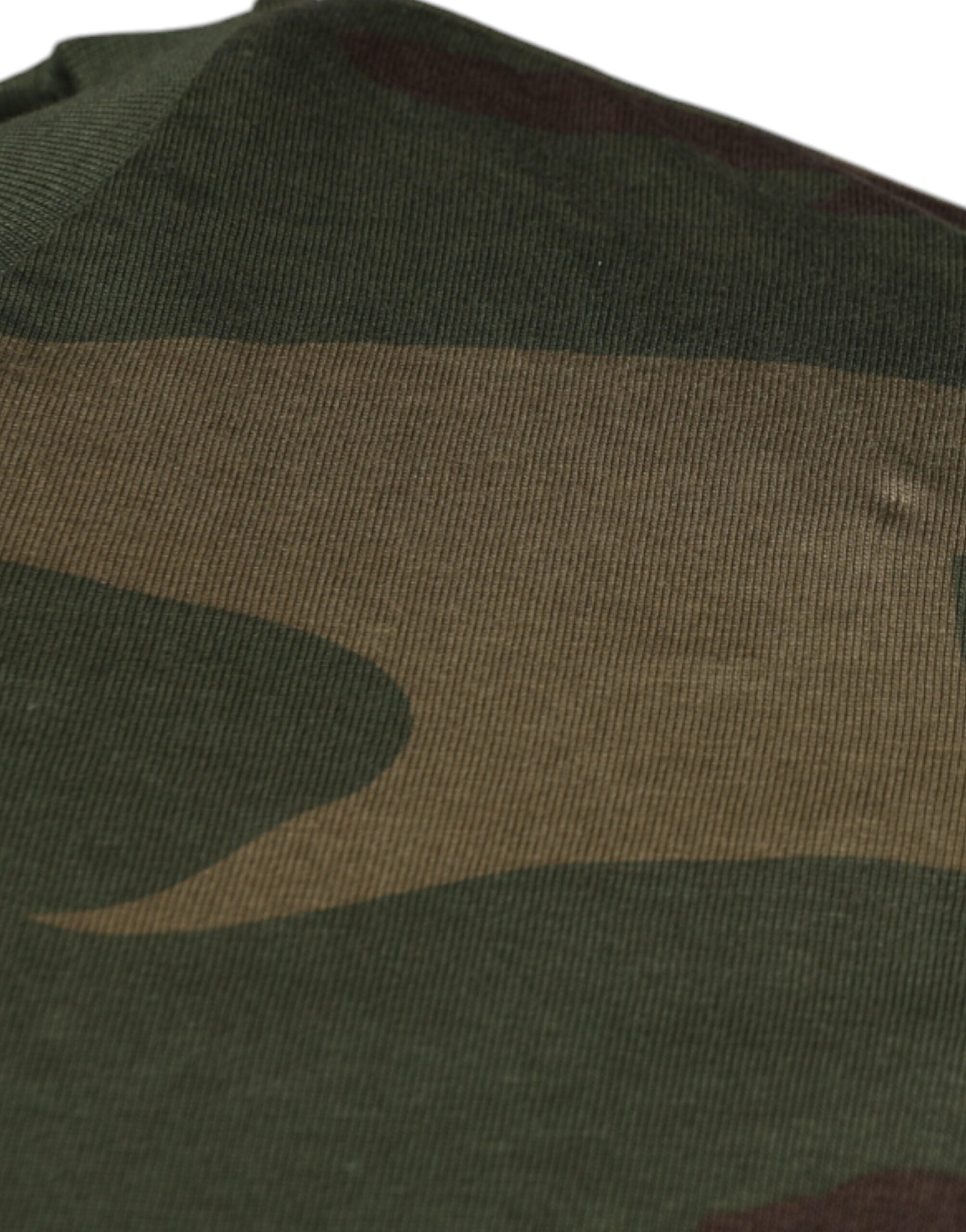 T-shirt à col rond Dolce & Gabbana en coton multicolore camouflage, style décontracté et moderne.