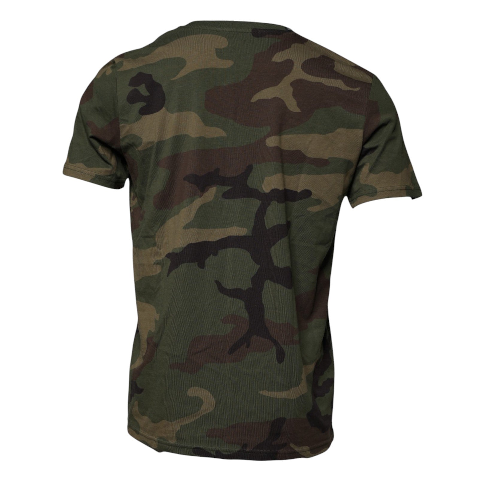 T-shirt homme Dolce & Gabbana en coton à motif camouflage multicolore avec col rond, vue de face.