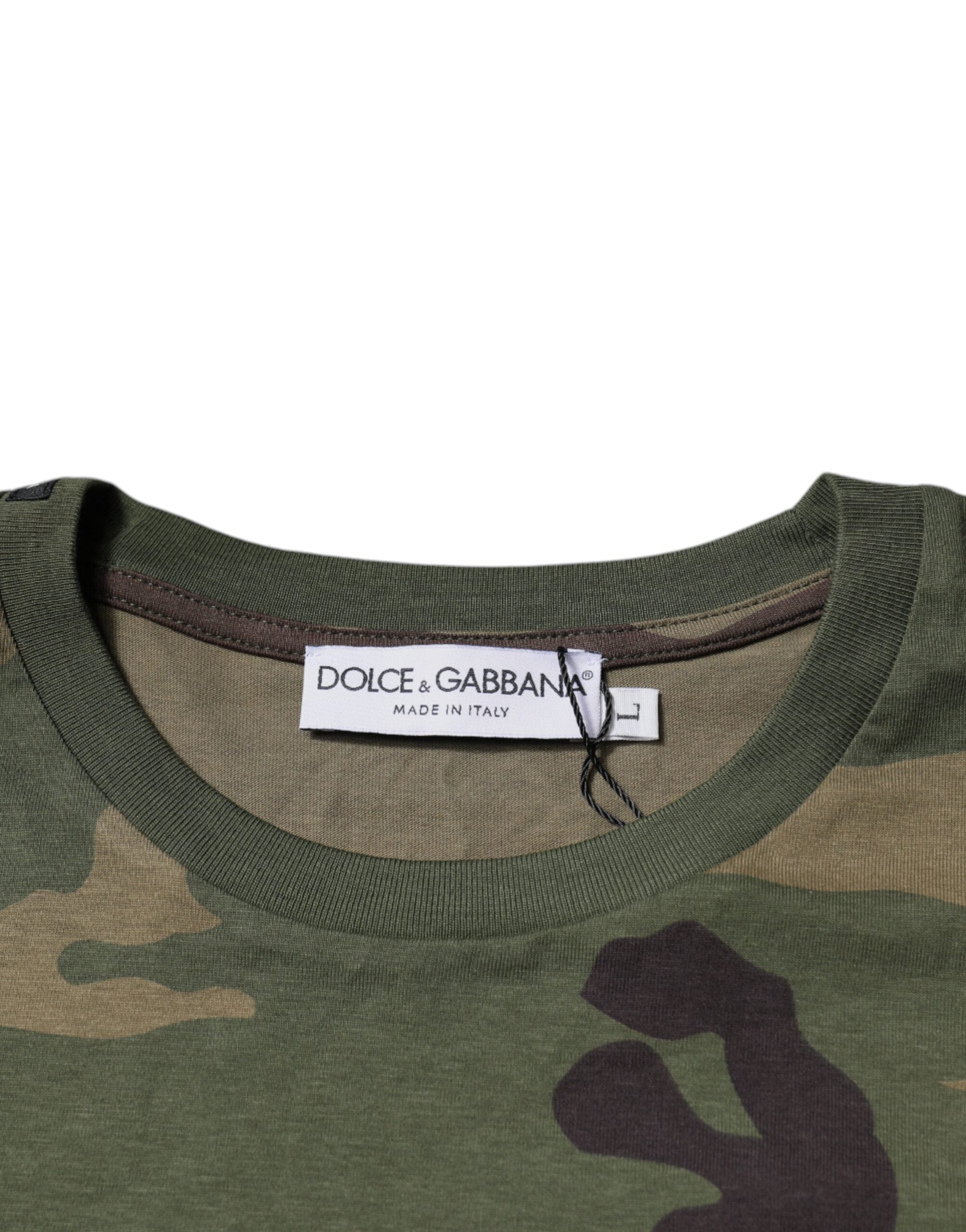 T-shirt en coton à col rond camouflage multicolore Dolce & Gabbana, style décontracté et tendance.