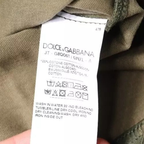 T-shirt à col rond Dolce & Gabbana en coton multicolore camouflage, style décontracté et tendance.
