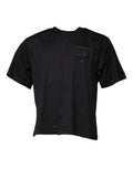 T-shirt en coton noir Dolce & Gabbana avec logo DG imprimé, col ras du cou, design moderne et élégant.