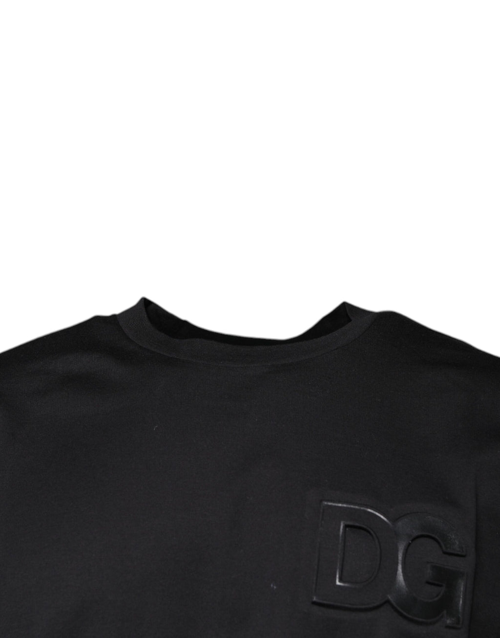T-shirt en coton noir Dolce & Gabbana avec logo DG imprimé, col rond, style décontracté et moderne.