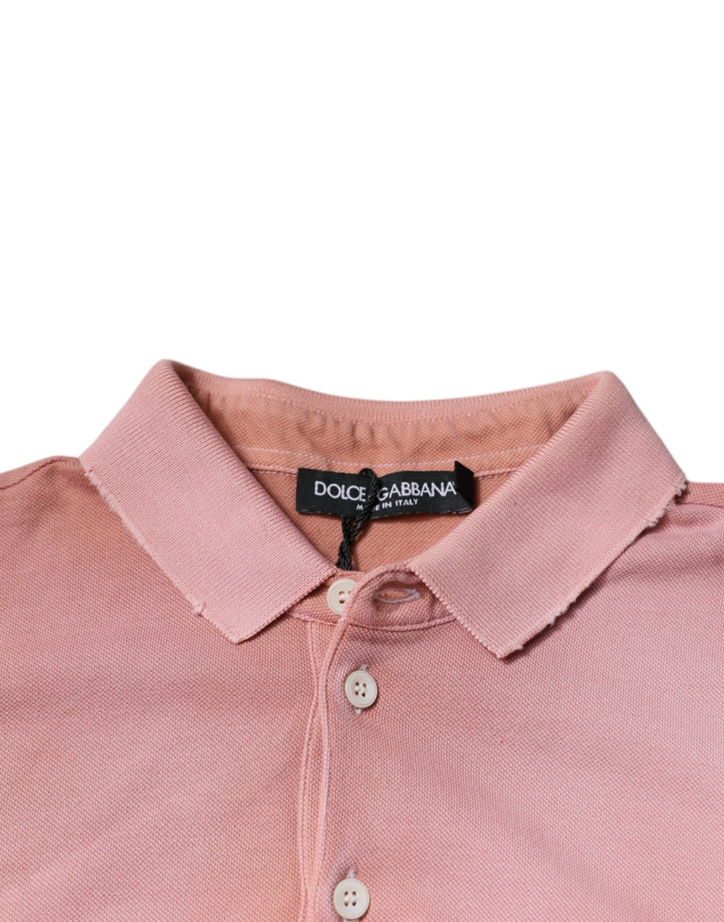 T-shirt polo à manches courtes rose Dolce & Gabbana avec col et motif couronne, en coton élégant.