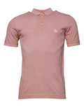 T-shirt polo à manches courtes rose Dolce & Gabbana avec col à motif couronne, vue de face.