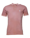 T-shirt Polo à manches courtes rose Dolce & Gabbana avec col à broderie couronne, vue de face.