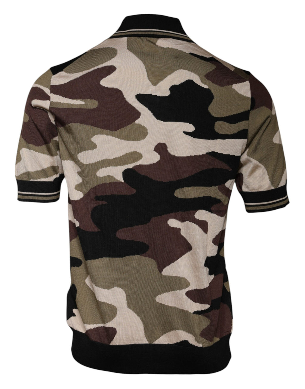 Polo Dolce & Gabbana à col avec motif camouflage multicolore, t-shirt pour homme élégant et tendance.