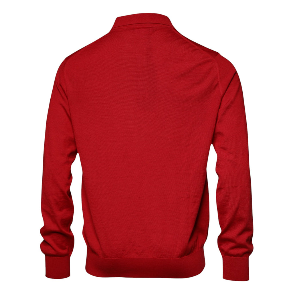 Pull en cachemire rouge à col Dolce & Gabbana, sweater élégant avec détails sophistiqués, vue de face.