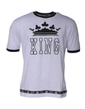 T-shirt à manches courtes en jersey blanc Dolce & Gabbana avec col rond, vue de face.