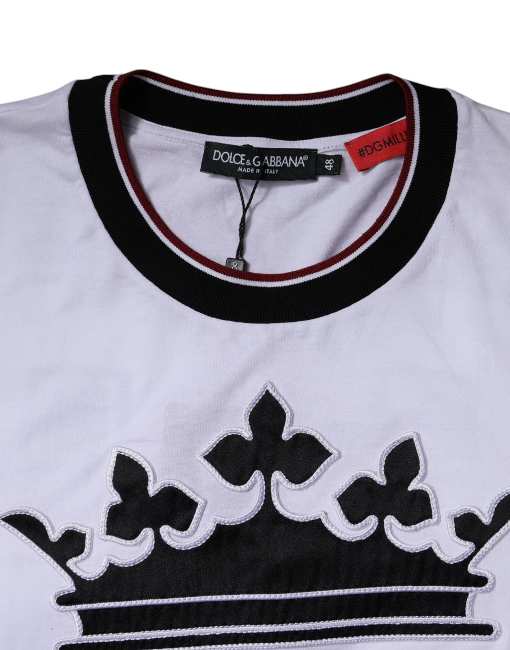 T-shirt Dolce & Gabbana blanc en jersey à col rond et manches courtes, vue de face.