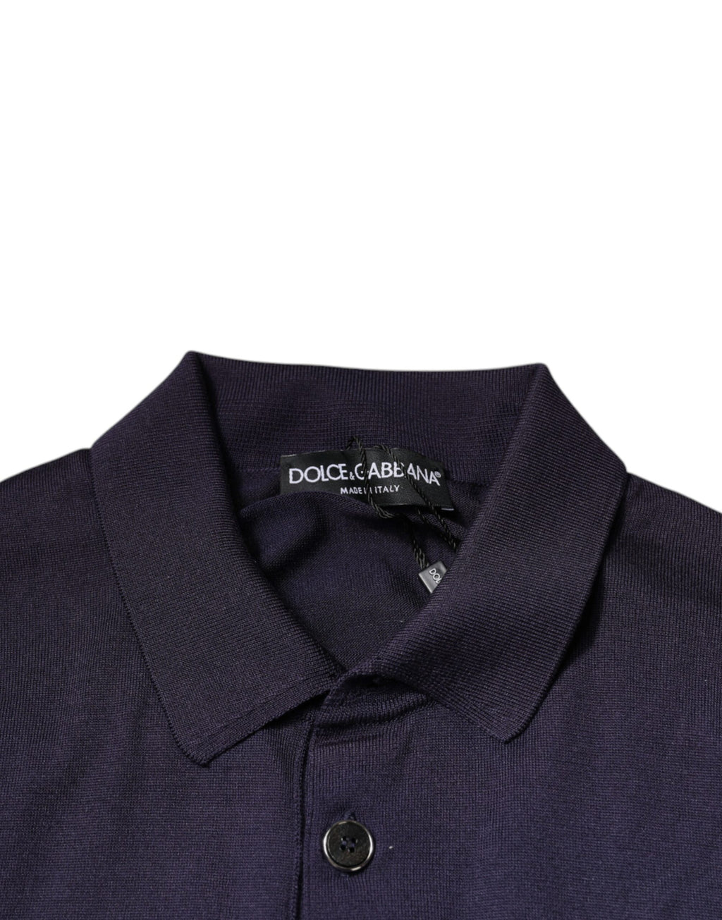 Polo Dolce & Gabbana en soie bleue à col et manches courtes, élégant et confortable, pour un style sophistiqué.