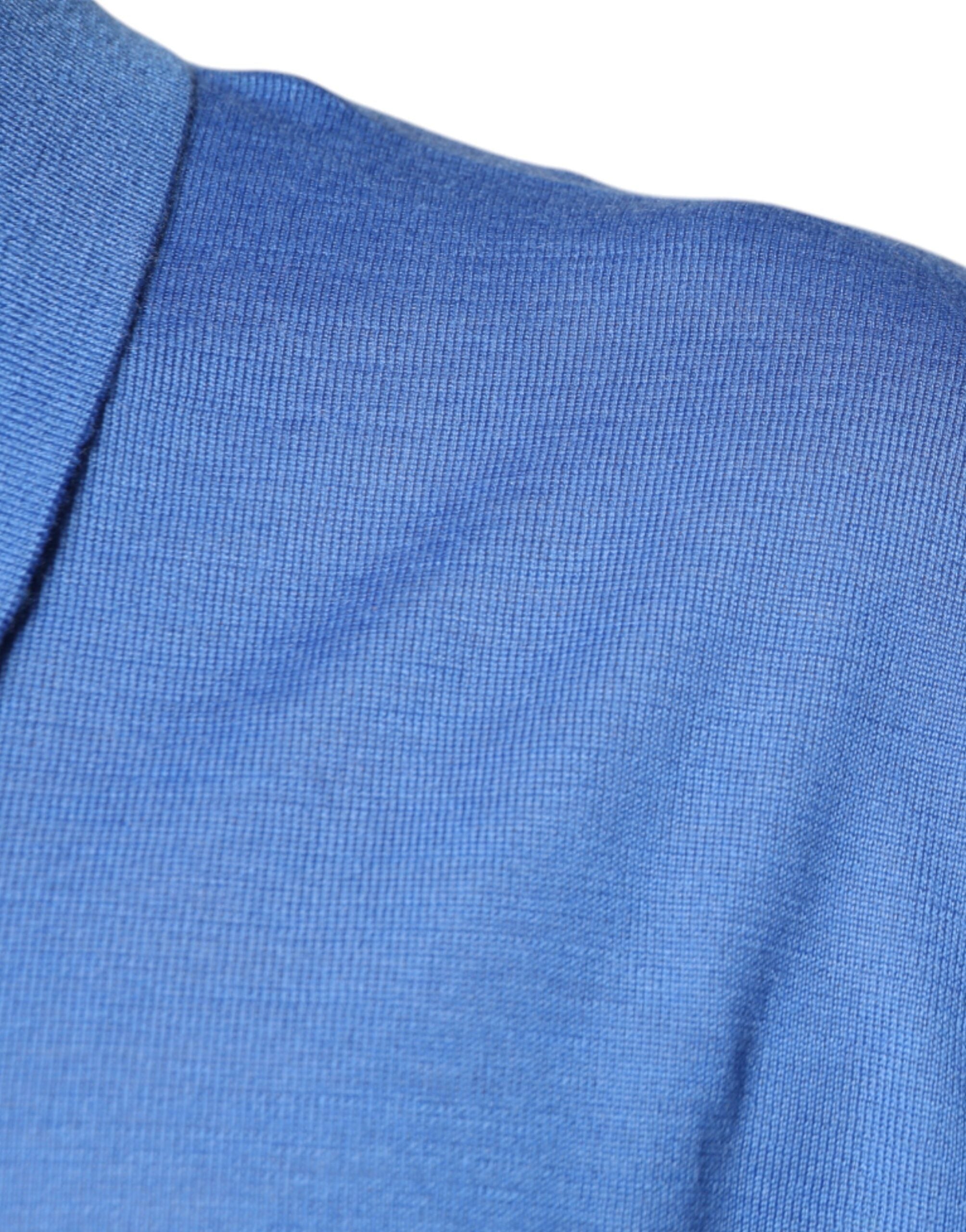 Polo bleu à col à manches courtes Dolce & Gabbana, t-shirt pour homme avec logo élégant.