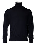 Pull en cachemire bleu Dolce & Gabbana à col roulé, coupe élégante et douceur visible, porté ou posé à plat.