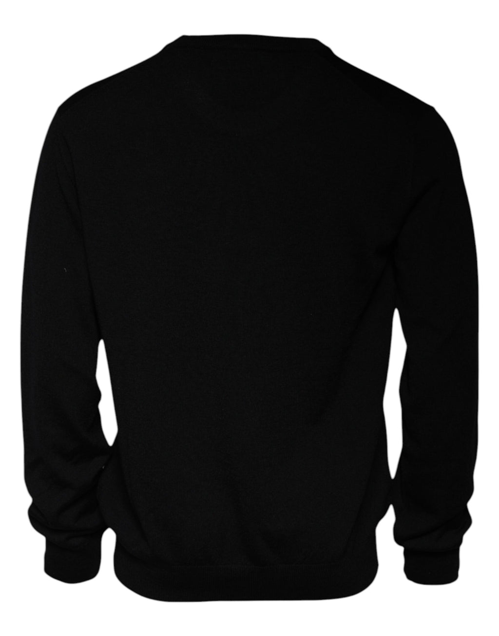 Pull en laine noir Dolce & Gabbana avec logo, col rond, style décontracté et élégant visible sur l'image.