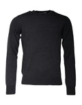 Pull à col rond gris foncé Dolce & Gabbana avec logo DG visible sur le devant, en laine douce.