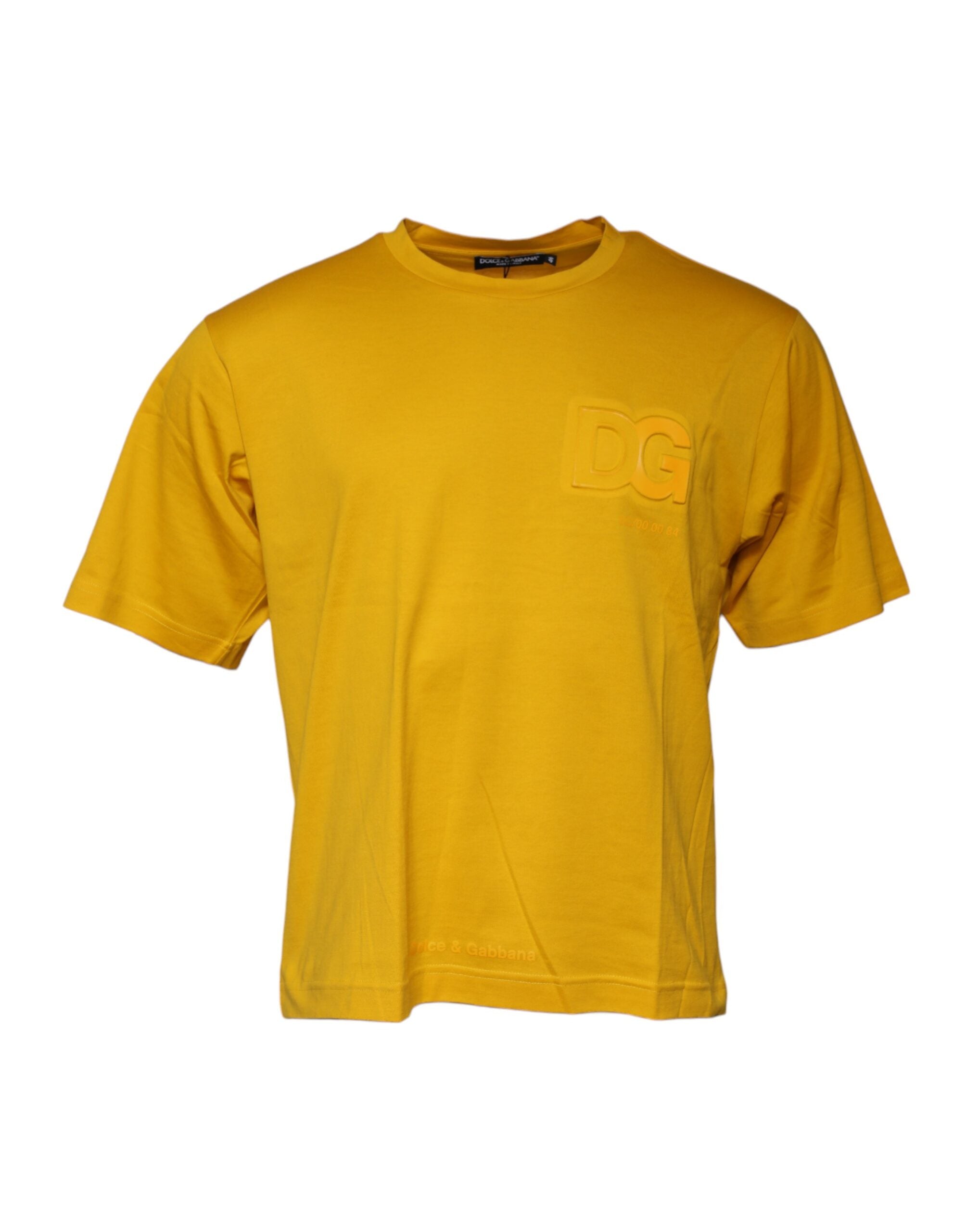 T-shirt Dolce & Gabbana à logo jaune foncé, col rond et manches courtes, style décontracté et moderne