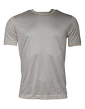 T-shirt en soie blanche à col rond à manches courtes de Dolce & Gabbana, vue de face.