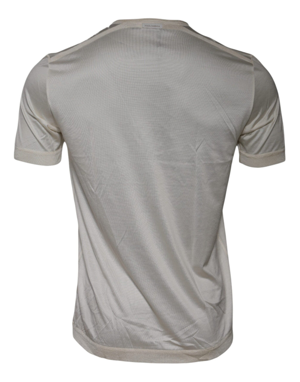 T-shirt Dolce & Gabbana en soie blanche à col rond et manches courtes, vue de face.