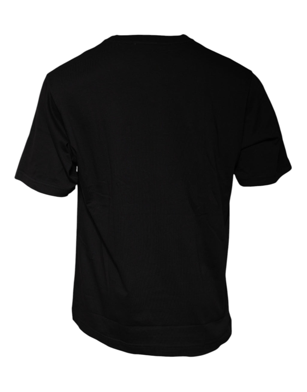 T-shirt noir Dolce & Gabbana en coton avec logo imprimé à manches courtes et col rond, vue de face.