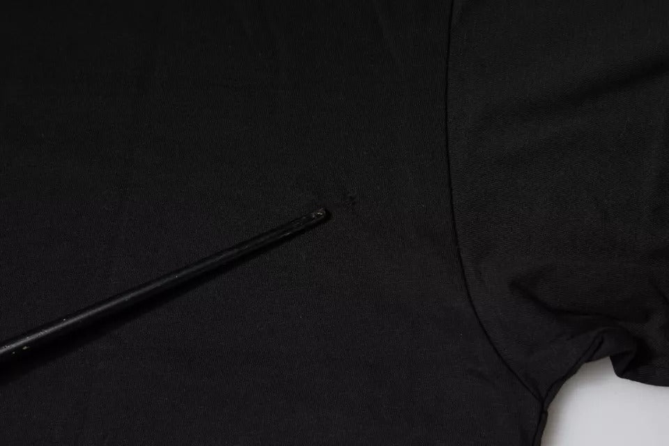 T-shirt noir Dolce & Gabbana en coton avec logo imprimé à manches courtes, style décontracté et graphique.