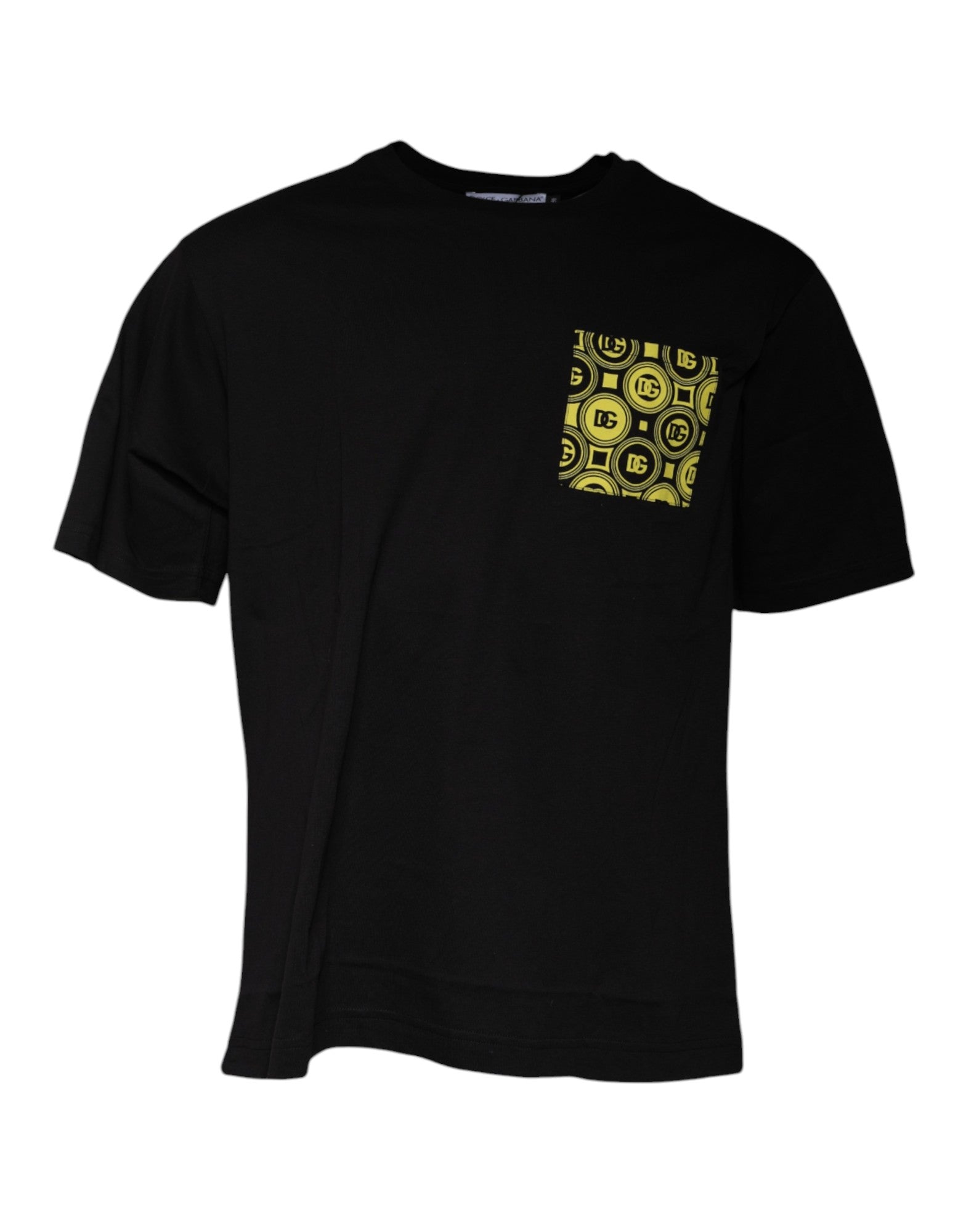 T-shirt noir en coton Dolce & Gabbana avec logo imprimé à manches courtes, design élégant et moderne.