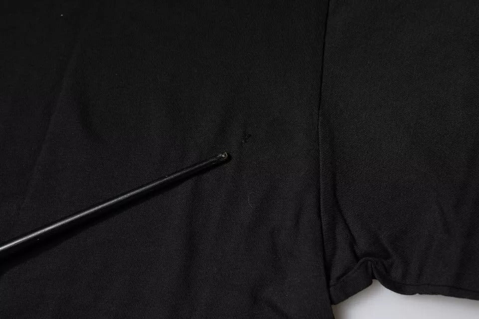 T-shirt à manches courtes en coton noir Dolce & Gabbana avec logo imprimé, mode élégante et décontractée.