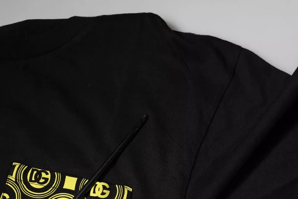 T-shirt à manches courtes Dolce & Gabbana en coton noir avec logo imprimé, style décontracté et élégant.