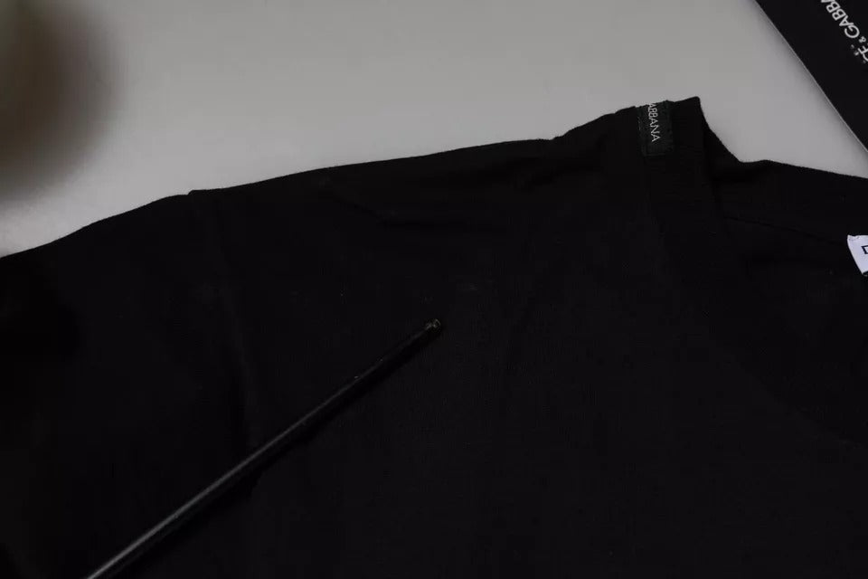 T-shirt à manches courtes en coton noir avec logo imprimé de Dolce & Gabbana, style décontracté et moderne.